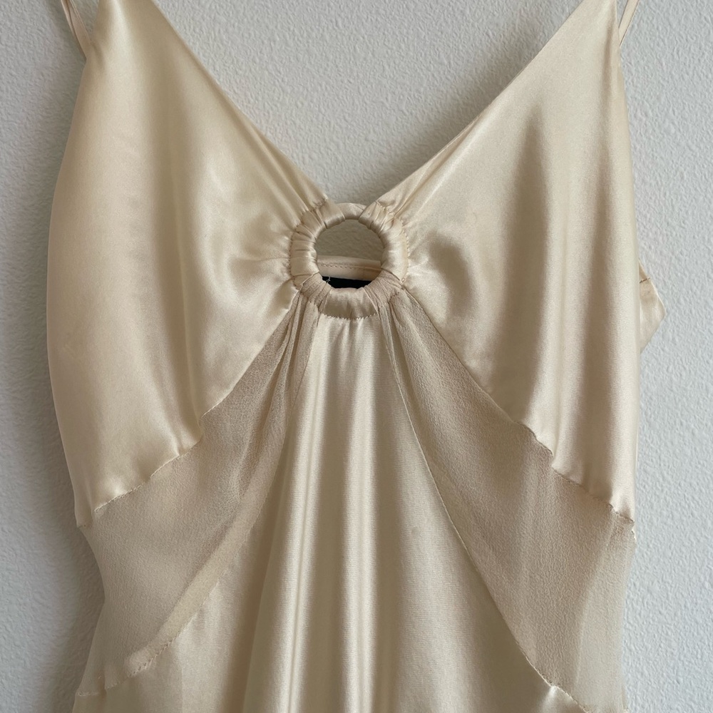 Bebe Y2K pure silk slip midi dress ivory 1930s style - Picture 3 of 6